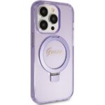 Guess GUHMP15LHRSGSU iPhone 15 Pro 6.1" purple hardcase Ring Stand Script Glitter MagSafe - imagine 4