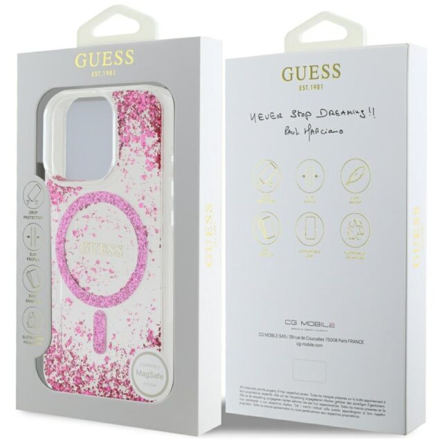 Guess HC Resin Bottom Glitter Case for iPhone 16 Pro Max MagSafe Pink - imagine 8