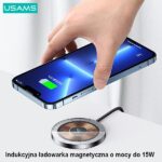 USAMS magnetic wireless charger 15W aluminium black CD183CDX01 - imagine 3