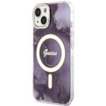 Guess GUHMP14SHTMRSU iPhone 14 / 15 / 13 6.1" purple hardcase Golden Marble MagSafe - imagine 2