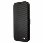 BMW BMFLBKP12SMCARBK iPhone 12 mini 5,4" black book M Collection PU Carbon Stripe