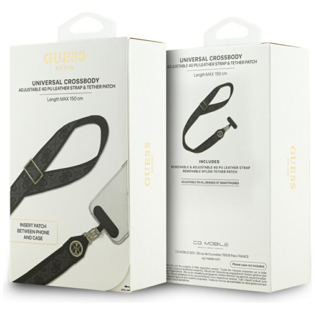 Universal lanyard Guess CBDY 4G Tether Patch Strass Metal Logo black - imagine 5