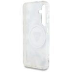 Case Guess Glitter Flowers Triangle Buttons MagSafe for Samsung Galaxy S25 white - imagine 7