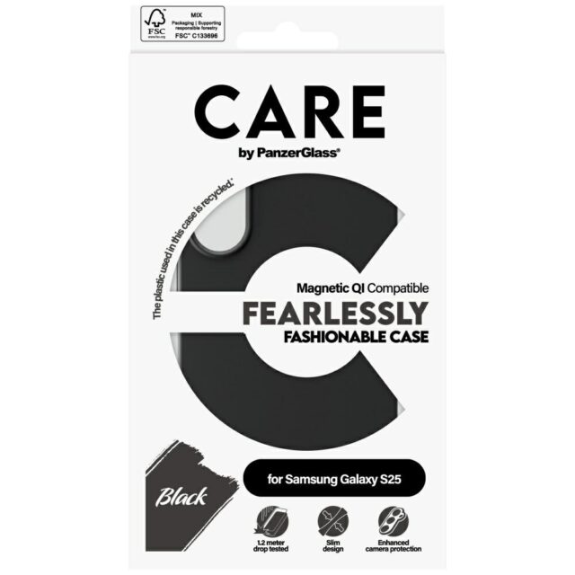 CARE by PanzerGlass Fashion QI Case for Samsung Galaxy S25 Black - imagine 4