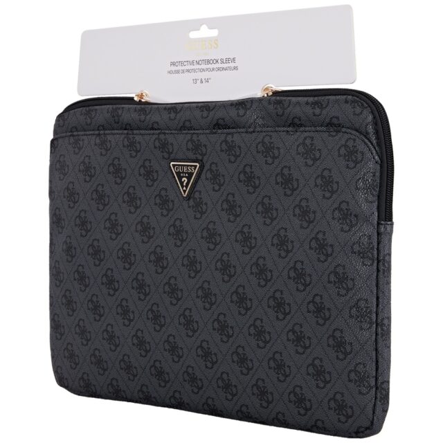 Bag Guess Sleeve 14" 4G Zipper Pocket Triangle Logo black - imagine 4