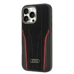 Audi Genuine Leather MagSafe iPhone 16 Pro Max 6.9" black-red hardcase AU-TPUPCMIP16P - imagine 3