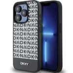 DKNY DKHMP15LPSOSPK iPhone 15 Pro 6.1 inch black hardcase Leather Printed Pattern Metal Logo MagSafe