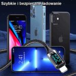 USAMS Braided Cable U78 USB-C to Lightning LED 1.2m 20W PD Fast Charge white SJ545USB02 (US-SJ) - imagine 3