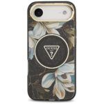 Guess IML Glitter Flowers Triangle MagSafe case for iPhone Air black - imagine 3