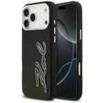 Karl Lagerfeld FW Grained Signature Logo Case for iPhone 17 Pro Max Black