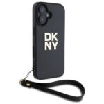 DKNY DKHCP16SPBSWSK iPhone 16 6.1" black hardcase Wrist Strap Stock Logo - imagine 3