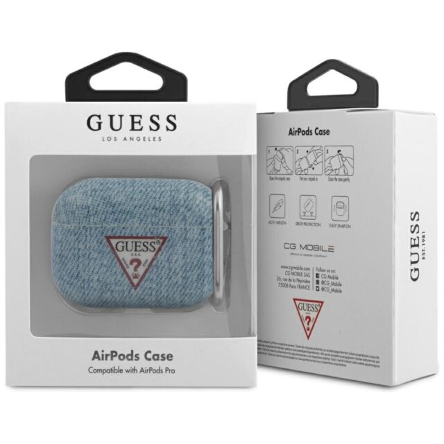 Guess GUACAPTPUJULLB AirPods Pro cover light blue Jeans Collection - imagine 2