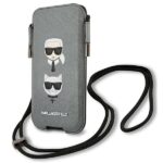 Karl Lagerfeld Torebka KLHCP12LOPHKCG6,7" grey hardcase Saffiano Ikonik Karl&Choupette Head - imagine 2