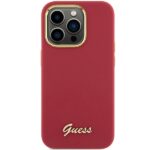 Guess GUHCP15LSMBSLM iPhone 15 Pro 6.1" magenta hardcase Silicone Script Metal Logo & Frame - imagine 3