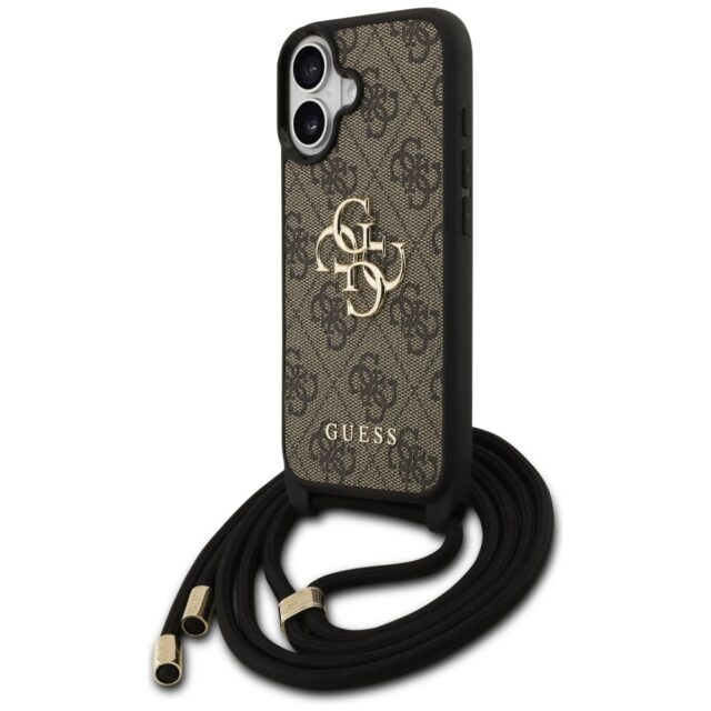 Case Guess 4G Big Logo Cord Stap         Crossbody for iPhone 17 brown - imagine 2