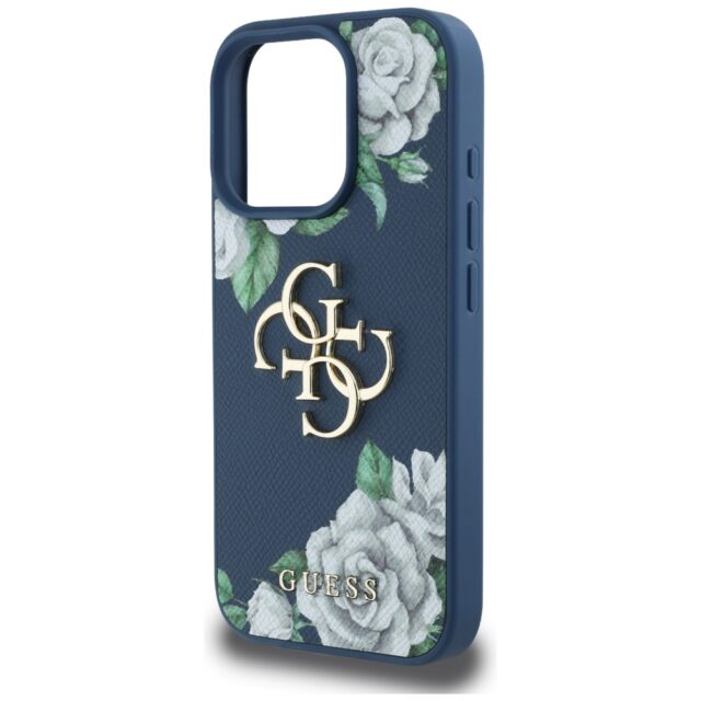 Case Guess Grained Roses Big 4G logo for iPhone 16 Pro Max blue - imagine 6