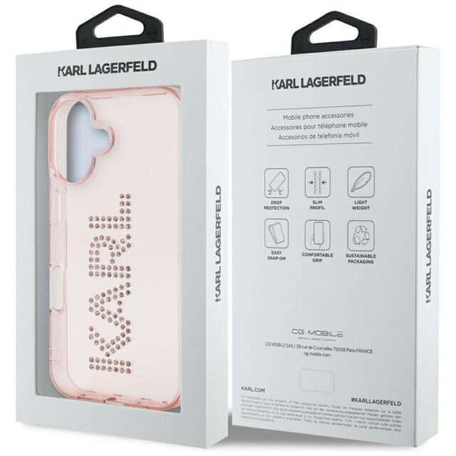 Case Karl Lagerfeld IML Rhinestones Logo for iPhone 16 pink - imagine 8