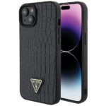 Guess GUHCP15SPCRTHCK iPhone 15 / 14 / 13 6.1" black hardcase Croco Triangle Metal Logo