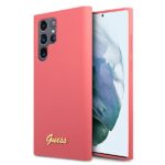 Guess GUHCS22LLSLMGFU S22 Ultra S908 fuchsia hardcase Silicone Script Metal Logo