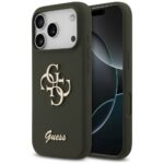 Guess Silicone Big 4G Script case for iPhone 17 Pro khaki