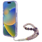 Guess GUHMP16SHFWBRCESU iPhone 16 6.1" purple hardcase IML Flowers With Pearl Strap MagSafe - imagine 4