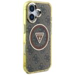 Case Guess IML Metal Glitter 4G Circle Triangle MagSafe for iPhone 16 brown - imagine 4