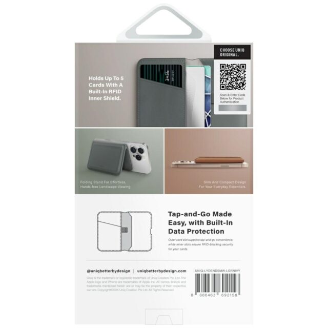 Magnetic RFID wallet UNIQ Lyden DS stand phone green - imagine 5