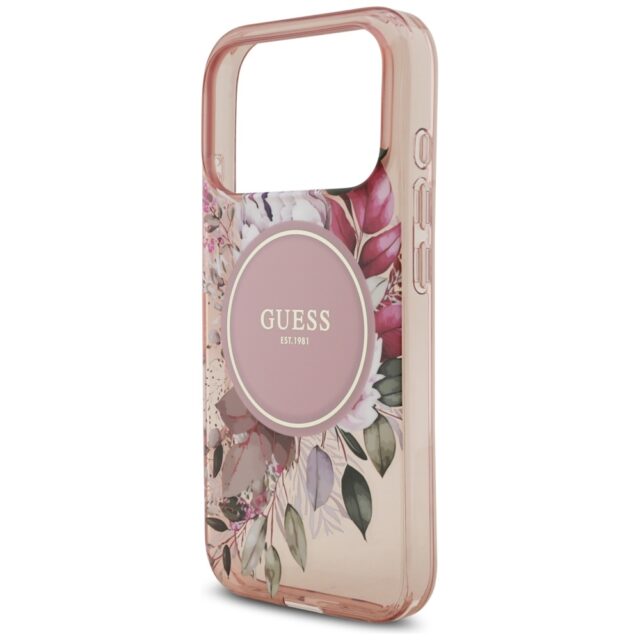 Guess IML Flowers Pearl Strap MagSafe Case for iPhone 17 Pro Pink - imagine 6