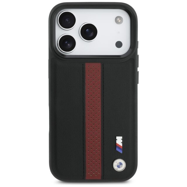Case BMW M Perforated Stripe Logo MagSafe for iPhone 17 Pro red - imagine 3