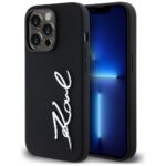 Case Karl Lagerfeld Silicone Metal Script Logo for iPhone 14 Pro black