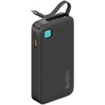 USAMS Powerbank with Retractable Cable USB-CRetractable 10000 mAh PD 20W Fast Charge XY Series Black