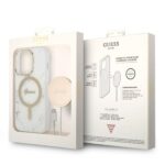 Guess Set GUBPP14LHMEACSH Case+Charger iPhone 14 Pro 6,1"white hard case Marble MagSafe - imagine 10