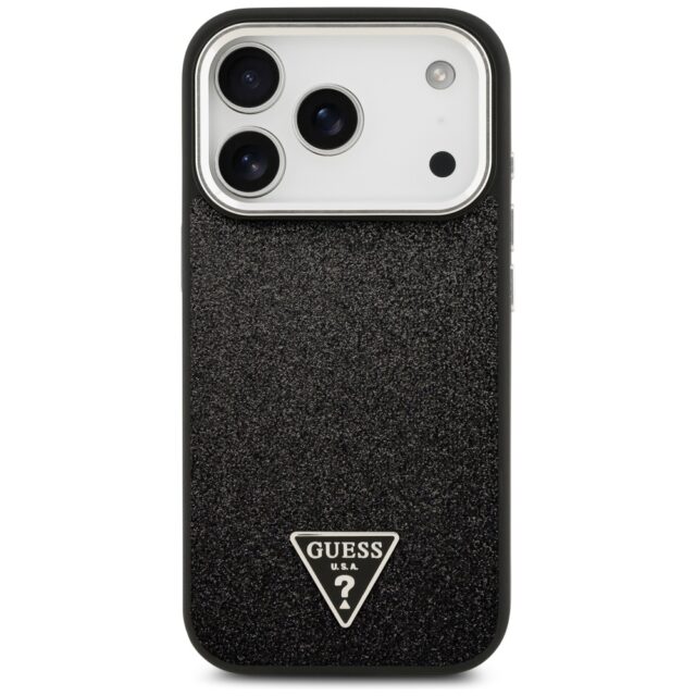 Case Guess Glitter Triangle Logo MagSafe for iPhone 17 Pro black - imagine 3