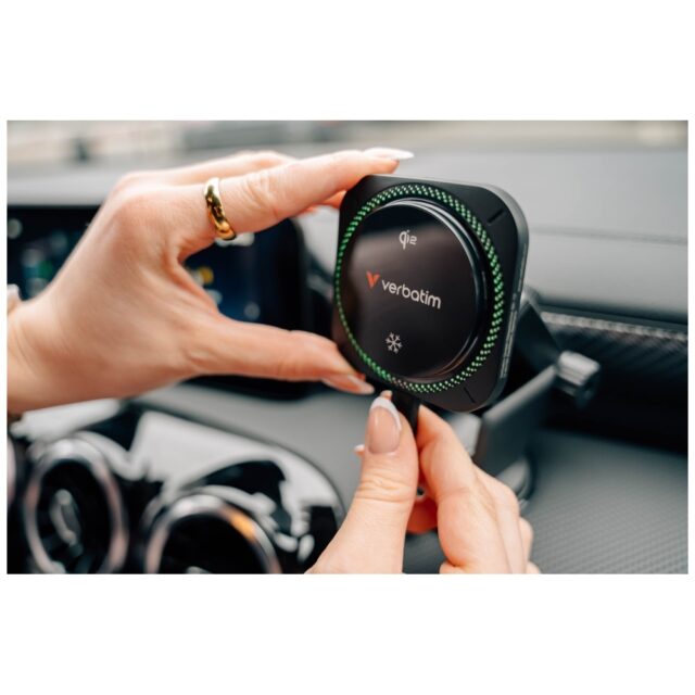 Car holder with wireless charger Verbatim n Drive Qi2 15W RGB CND-01 black 31860 - imagine 5