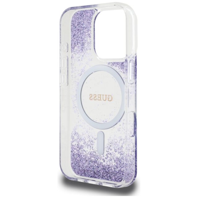 Guess HC Resin Bottom Glitter Case for iPhone 16 Pro Max MagSafe Purple - imagine 7
