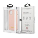 Guess GUHMP13MLSLMGLP iPhone 13 / 14 /15 6,1" light pink hardcase Silicone Script Gold Logo Magsaf - imagine 7