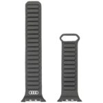 Strap Audi Logo Synthetic Leather Magnetic Ring for Apple Watch 44/45/46/49mm black - imagine 3