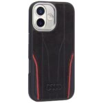 Case Audi R8 Genuine Leather MagSafe for iPhone 17 black-red - imagine 2