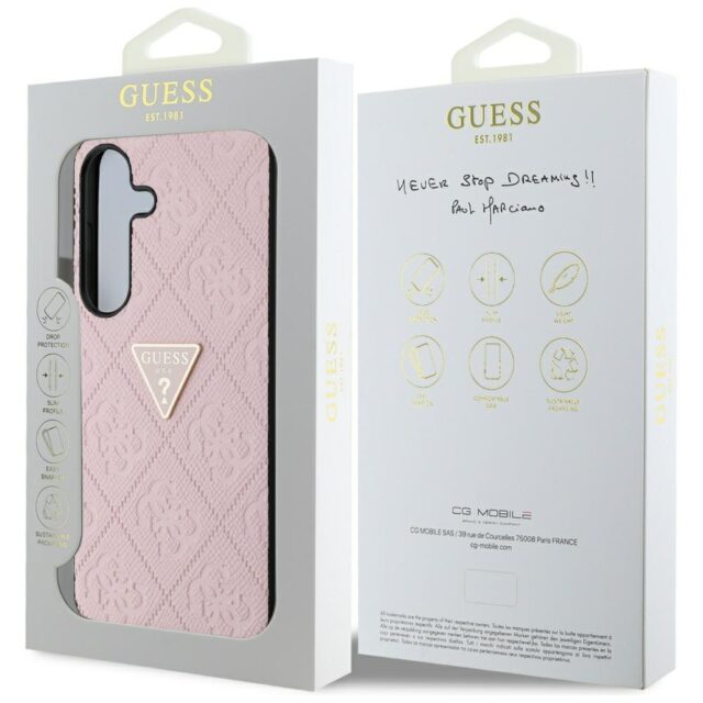 Case Guess Hot Stamp 4G Pattern Triangle Metal Logo for Samsung Galaxy S25 pink - imagine 8