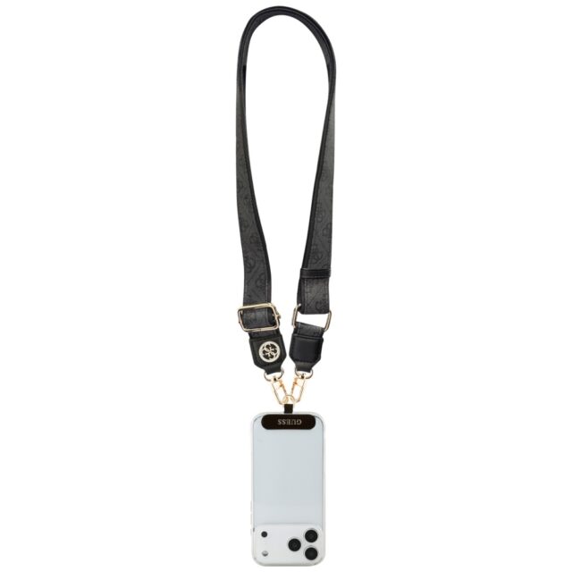 Universal lanyard Guess CBDY 4G Tether Patch Strass Metal Logo black - imagine 4