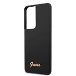 Guess GUHCS21LLSLMGBK S21 Ultra G998 black hardcase Silicone Script Metal Logo - imagine 5
