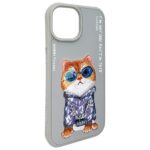 Nimmy case iPhone 15 6.1" gray Glasses Cool Cat - imagine 7