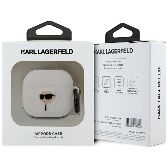 Case Karl Lagerfeld 3D Silicone NFT for AirPods 4 white - imagine 3