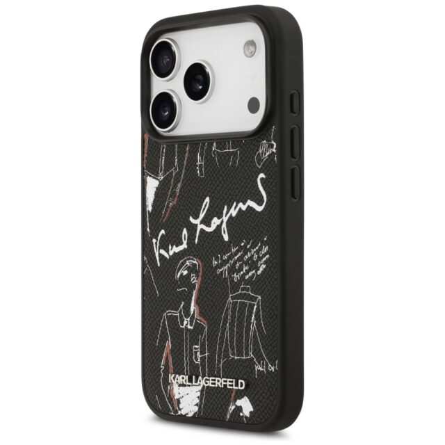 Karl Lagerfeld Grained Pattern & Logo MagSafe Case for iPhone 17 Pro Black - imagine 2