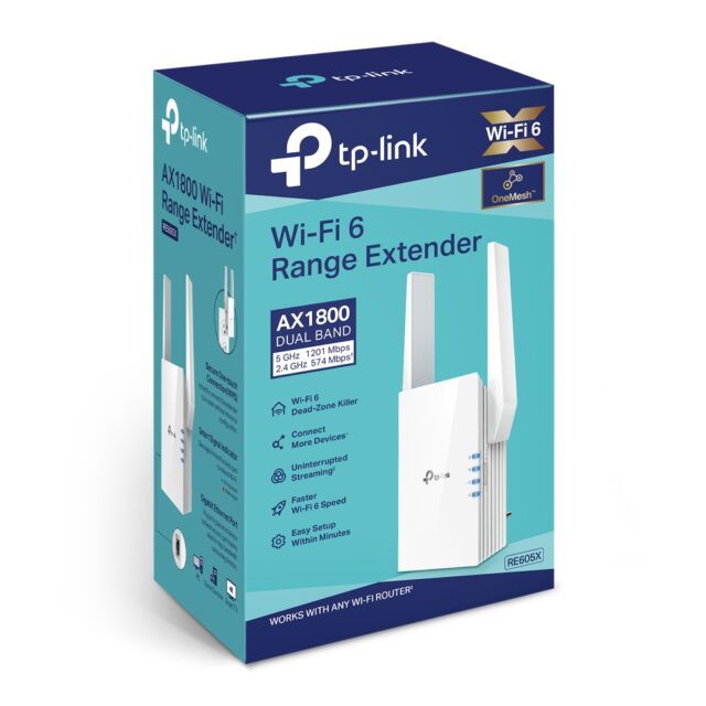 TP-Link RE605X | WiFi Range extender | AX1800, Dual Band, 1x RJ45 1000Mb/s - imagine 3