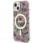 Guess GUHMP14SHCFWSP iPhone 14 / 15 / 13 6.1" pink hardcase Flower MagSafe - imagine 2