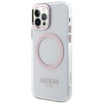 Guess GUHMP12MHTRMP iPhone 12/12 Pro 6.1" pink hard case Metal Outline Magsafe - imagine 2