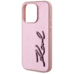 Case Karl Lagerfeld Wrinkled Metal Signature for iPhone 15 Pro pink - imagine 6