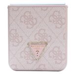 Guess GUHCZF5P4TDPP F731 Z Flip5 pink hardcase Leather 4G Triangle Strass - imagine 5