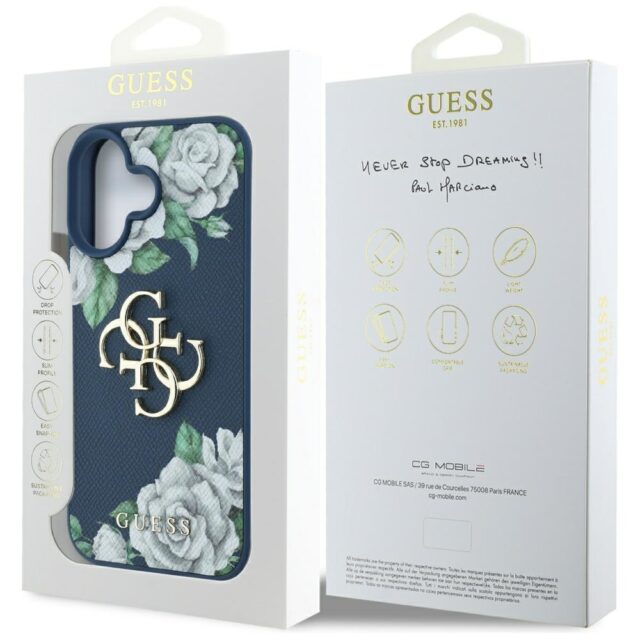 Case Guess Grained Roses Big 4G logo for iPhone 16 blue - imagine 8